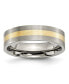 Titanium Brushed 14k Gold Inlay Flat Wedding Band Ring