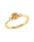 Cushion Cut Citrine Gemstone, Natural Diamonds Birthstone Ring in 14K Yellow Gold
