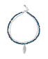 ფოტო #1 პროდუქტის Fine Dark Blue Seed Beads Ankle Bracelet in Sterling Silver