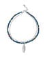 ფოტო #1 პროდუქტის Fine Dark Blue Seed Beads Ankle Bracelet in Sterling Silver