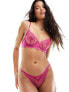 Hunkemoller Isabelle demi lace unpadded bra in sparkle pink