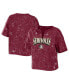 Фото #1 товара Women's Garnet Florida State Seminoles Bleach Wash Splatter Cropped Notch Neck T-shirt