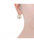 ფოტო #2 პროდუქტის Sterling Silver with Cubic Zirconia Solitaire Double Trapeze Inside-Out Oblong Hoop Earrings