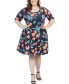 Plus Size Elbow Sleeve Knee Length Dress