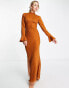 Фото #2 товара ASOS DESIGN high neck maxi dress with flared cuff in rust spot