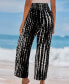 Фото #3 товара Женские брюки CUPSHE черно-белые абстрактные с запахом<pair>