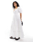 Фото #1 товара Iisla& Bird puff sleeve micro broderie maxi beach dress in white