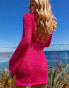 Фото #4 товара South Beach x Misha Grimes sequin knit long sleeve mini beach dress in pink