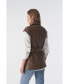 Women's Genuine Leather Belted Waistcoat, Mocha Brown