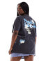 Фото #1 товара ONLY Curve graffiti back print oversized t-shirt in washed grey