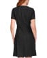 ფოტო #2 პროდუქტის Petite Round-Neck Short-Sleeve Fringe-Trim Dress