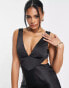 Фото #2 товара Parallel Lines cut out satin slip midi dress in black