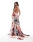 Фото #2 товара ASOS DESIGN strappy open back evening dress in blurred floral print