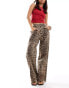 Фото #1 товара Never Fully Dressed scallop detail jeans in leopard print