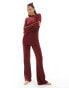 Фото #2 товара ONLY side split textured top co-ord in dark red