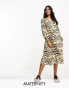 Фото #1 товара River Island Maternity zebra print wrap midi dress in brown