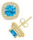 Topaz (2-1/2 ct. t.w.) and Diamond (3/8 ct. t.w.) Halo Stud Earrings in 14K Yellow Gold