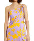 ფოტო #3 პროდუქტის Women's Printed Charmeuse One Shoulder Slit Detail Gown