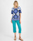 Фото #4 товара JM Collection Women's Printed Square Neck Short Sleeve Top, Created for Macy's