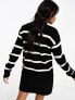 Vila high neck super soft jumper in black mono stripe