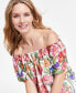 Фото #3 товара Women's Floral-Print Off-The-Shoulder Top, Created for Macy's