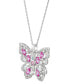 Multi-Gemstone (1-1/2 ct. t.w.) & Cubic Zirconia Butterfly 18" Pendant Necklace in Sterling Silver