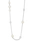 ფოტო #3 პროდუქტის Cultured Freshwater Pearl (6-7mm) & White Sapphire (2 ct. t.w.) 38-1/2" Statement Necklace in Sterling Silver