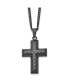 ფოტო #1 პროდუქტის Blue Carbon Fiber Inlay Cross Pendant Curb Chain Necklace