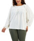 Фото #1 товара Plus Size Lace Knit Top, Created for Macy's