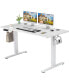 Electric Height Adjustable Standing Desk, Sit To Stand Ergonomic Computer Desk, White, 55" X 24"