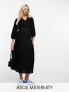 ASOS DESIGN Maternity nursing wrap midi dress in black