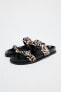 ANIMAL PRINT FLAT SANDALS WITH BUCKLES