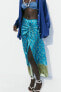 Фото #2 товара Атласная юбка с принтом и узлом ZARA