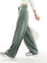 Фото #5 товара Vila belted high waist tailored trousers in green