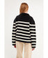 ფოტო #4 პროდუქტის Women's Striped Half-Zip Sweater