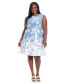 ფოტო #1 პროდუქტის Plus Size Scuba-Crepe Floral-Print Fit & Flare Dress