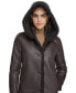 Фото #4 товара Women's Hooded Faux-Shearling Trim Coat