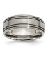 ფოტო #1 პროდუქტის Titanium Brushed Center Grooved Wedding Band Ring