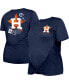 ფოტო #1 პროდუქტის Women's Navy Houston Astros Plus Size Two-Hit Front Knot T-shirt
