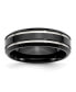 ფოტო #1 პროდუქტის Stainless Steel Polished Black IP-plated 7mm Grooved Band Ring