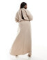 Фото #2 товара ASOS DESIGN Curve washed collar twist waist maxi dress in taupe