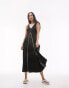 Фото #1 товара Topshop jersey rib maxi chuck on dress in black with ivory contrast