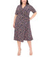 ფოტო #1 პროდუქტის Plus Size Floral-Print Wrap Midi Dress