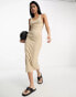 Фото #3 товара ASOS DESIGN ribbed scoop neck vest midi dress in stone