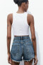 Trf high-waist denim ripped shorts