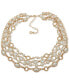 ფოტო #1 პროდუქტის Gold-Tone White Stone & Mother-of-Pearl Layered Collar Necklace, 16" + 3" extender