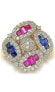 ფოტო #3 პროდუქტის Suzy Levian Sterling Silver Cubic Zirconia Multi-Color Baguette Cluster Ring