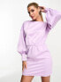 In The Style exclusive satin mini tie back dress in lilac