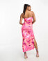 Vila Petite cami midaxi dress in pink abstract print