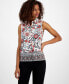 Фото #1 товара Women's Printed Sleeveless Button-Front Top